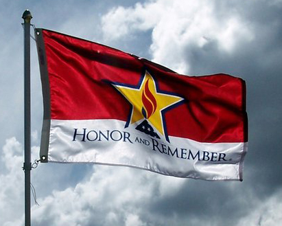 honor and remember flag on air